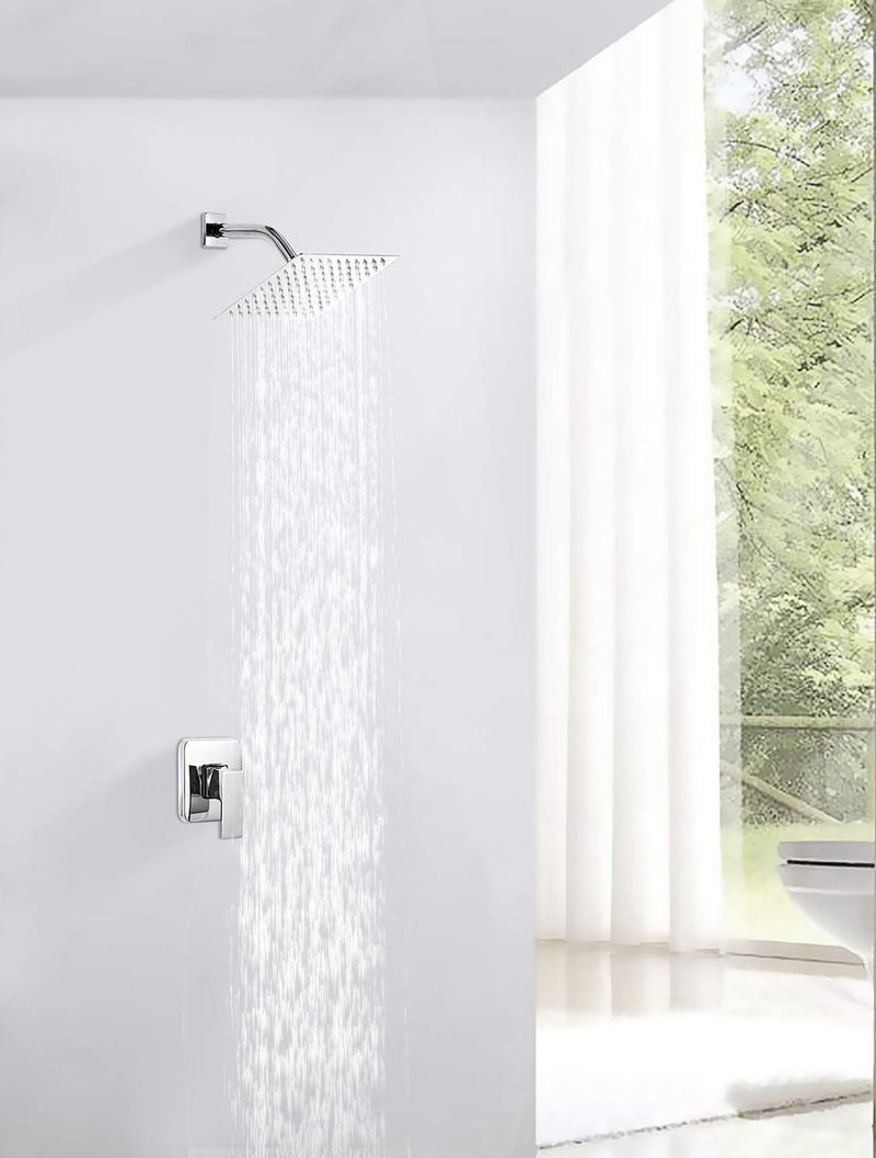 GGStudy Square 8 Inch Square Stainless Steel Shower Head - Rain Style Shower Head Chrome - Image 2